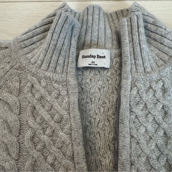 Aritzia Sunday Best Boreal 1/2 Zip Cable Knit Sweater Wool Blend Cropped - Picture 10 of 10